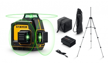 STAYER SL-3D #3, 50м, точн. +/-0,5 мм/м, зеленый лазерный нивелир, штатив (34963-3) 34963-3