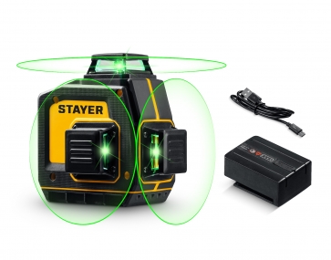 STAYER SL-3D, 50м, точн. +/-0,5 мм/м, зеленый лазерный нивелир (34963) 34963