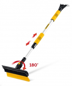 Щетка-сметка автомобильная STAYER PROFI для снега, телескопическая, поворотная, со скребком и водосгоном, 980-1450мм 61042-145