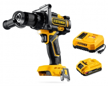 STEHER 20 В, 165 Н·м, 1 АКБ LMS (2 А·ч), бесщеточная дрель-шуруповерт (CB-165-21) CB-165-21