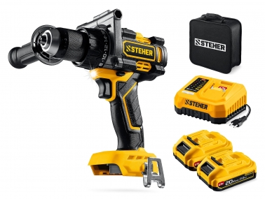 STEHER 20 В, 165 Н·м, 2 АКБ LMS (2 А·ч), бесщеточная дрель-шуруповерт, сумка (CB-165-22) CB-165-22