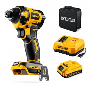 STEHER 20 В, 180 Н·м, 1 АКБ LMS (2 А·ч), бесщеточный ударный винтоверт, сумка (CSB-180-21) CSB-180-21