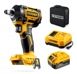 STEHER 20 В, 350 Н·м, 1 АКБ LMS (4 А·ч), бесщеточный ударный гайковерт, сумка (CWB-350-41) CWB-350-41