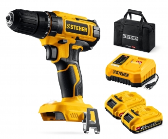 STEHER 20 В, 40 Н·м, 2 АКБ LMS (2 А·ч), дрель-шуруповерт, сумка (CD-40-22) CD-40-22