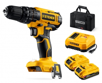 STEHER 20 В, 40 Н·м, 2 АКБ LMS (2 А·ч), ударная дрель-шуруповерт, сумка (CDS-40-22) CDS-40-22