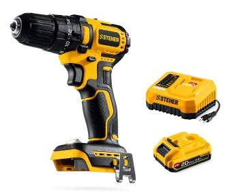STEHER 20 В, 45 Н·м, 1 АКБ LMS (2 А·ч), бесщеточная ударная дрель-шуруповерт (CBS-45-21) CBS-45-21