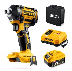 STEHER 20 В, 500 Н·м, 1 АКБ LMS (4 А·ч), бесщеточный ударный гайковерт, сумка (CWB-500-41) CWB-500-41