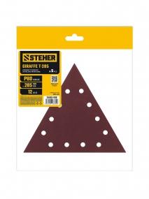 STEHER GIRAFFE T-285 мм, Р80, шлифовальный треугольник на липучке, 12 отв., 5 шт. (35683-080) 35683-080