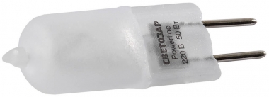 Лампа галогенная СВЕТОЗАР капсульная, матовое стекло, цоколь GY6.35, диаметр 13мм, 75Вт, 220В SV-44887-M