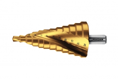 URAGAN 6-38мм, 12 ступеней, винтовая спираль, сверло ступенчатое (29658-6-38-12) 29658-6-38-12