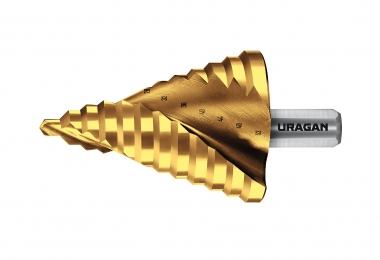 URAGAN 6-52мм, 12 ступеней, винтовая спираль, сверло ступенчатое(29658-6-52-12) 29658-6-52-12
