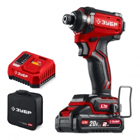 ЗУБР 20 В, 180 Н·м, 1 АКБ LMS (2 А·ч), бесщеточный ударный винтоверт, сумка (ВБУ-180-21) ВБУ-180-21