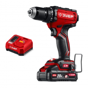 ЗУБР 20 В, 65 Н·м, 1 АКБ LMS (2 А·ч), бесщеточная дрель-шуруповерт ДБ-65-21