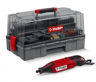 ЗУБР 245 предметов, 160 Вт, набор мини-насадок с гравером (ЗГ-160-H245) ЗГ-160-H245