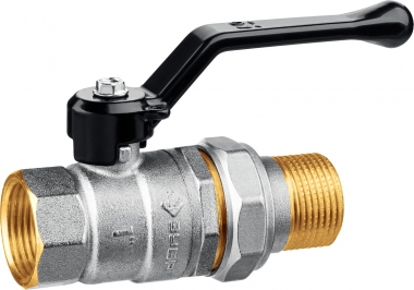 Кран шаровой ЗУБР полнопроходной с накидной гайкой мама-папа , ручка, никелированная латунь, 1 51320-1