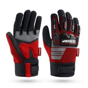 ЗУБР IMPACT р.L (9), красные, профессиональные комбинированные перчатки, антивибрационные, противоударные, Профессионал (11478-L) 11478-L