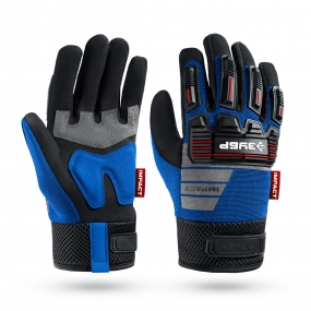 ЗУБР IMPACT р.L (9), синие, профессиональные комбинированные перчатки, антивибрационные, противоударные, Профессионал (11476-L) 11476-L