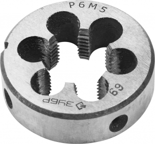 Плашка М18x2.5мм, сталь Р6М5, круглая машинно-ручная ЗУБР 4-28023-18-2.5
