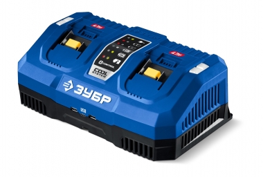 ЗУБР Turbo CHARGE, 20 В, 2 порта, 2 х 9 А, зарядное устройство для LMS АКБ, ПРОФЕССИОНАЛ (TC-20-2) TC-20-2