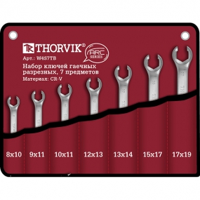 Набор ключей разрезных в сумке 8-19 мм, 7 предметов W4S7TB Thorvik