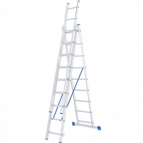 Лестница алюминиевая трехсекционная, 3 х 9 ступеней Сибртех 97819